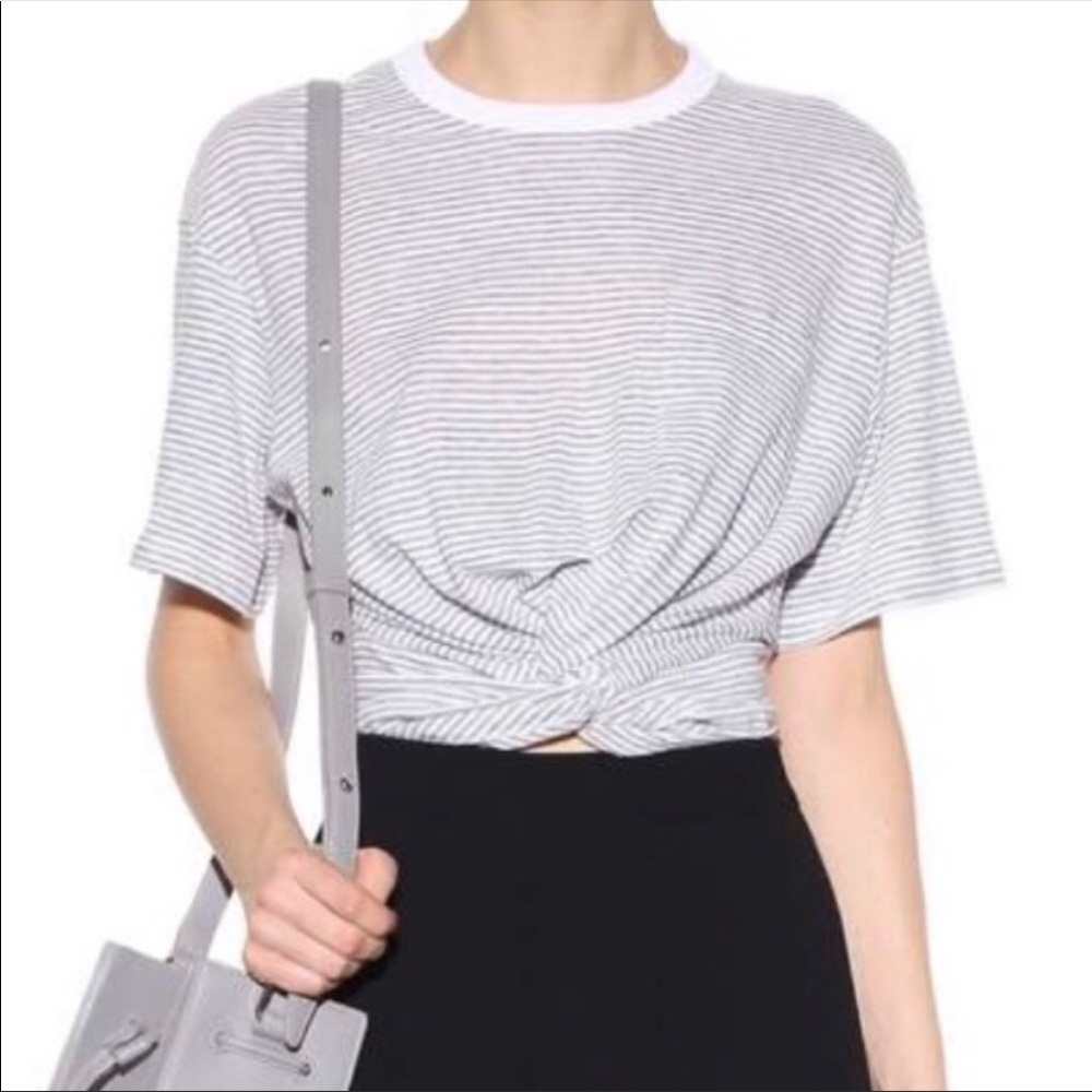 🚫SOLD🚫Alexander Wang Twist Front Gray Striped Jersey Tee Small